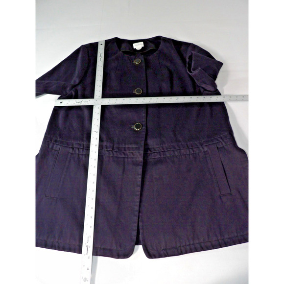 Club Monaco Large Trench Coat Jacket Duster Black Short Sleeve Collarless Posh - Picture 8 of 16